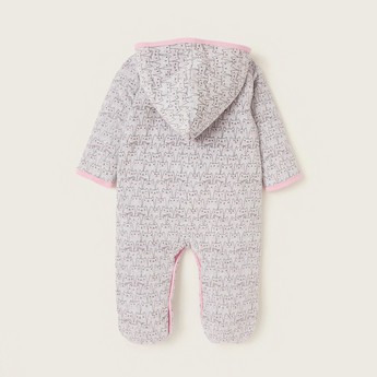 Juniors All-Over Printed Closed Feet Sleepsuit with Long Sleeves and Hood