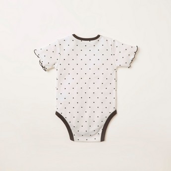 Juniors All-Over Printed Short Sleeves Bodysuit with Snap Closure