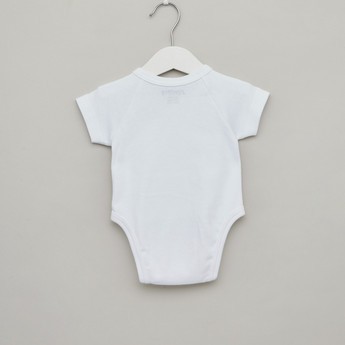 Juniors Solid Bodysuit with Short Sleeves and Round Neck