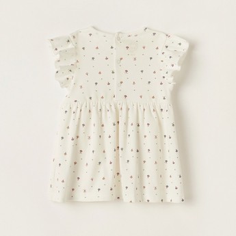 Love Earth Printed Organic Dress with Short Sleeves