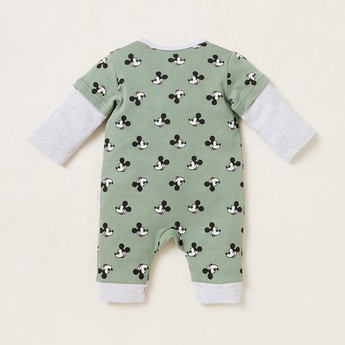 Disney Mickey Mouse Print Sleepsuit with Long Sleeves