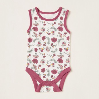 Juniors Sleeveless Printed Bodysuit with Round Neck - Set of 7