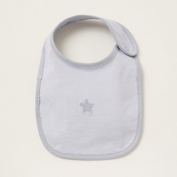 Love Earth Striped Organic Bib with Star Embroidery