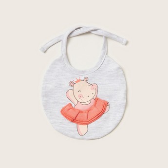 Juniors Hippo Print Bib with Press Button Closure