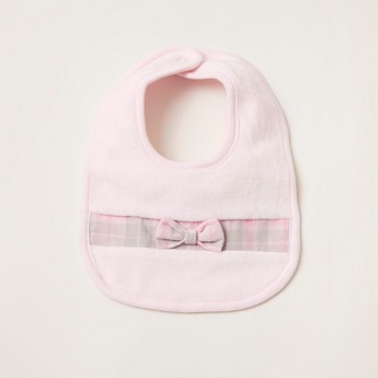 Juniors Textured Bib with Press Button Closure and Bow Applique