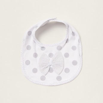 Giggles All-Over Printed Bib with Press Button Closure and Bow Applique