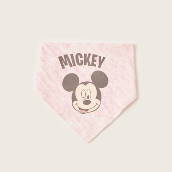 Disney Mickey Mouse Print Bib with Press Button Closure - Set of 3