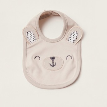 Juniors Bear Applique Detail Bib with Snap Button Closure