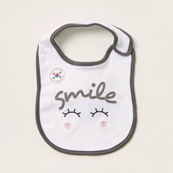 Juniors Slogan Print Bib with Button Closure