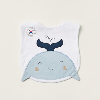 Juniors Whale Embroidered Bib with Button Closure