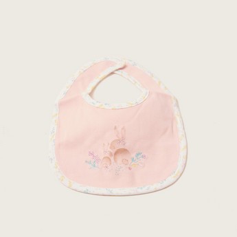 Juniors Floral Embroidered Bib with Press Button Closure