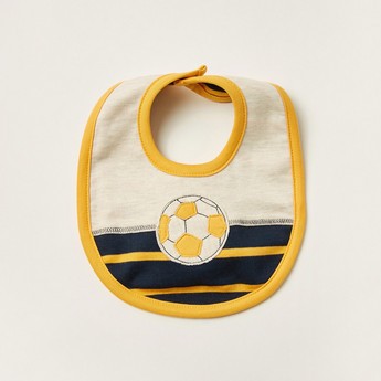 Juniors Striped Bib with Button Closure and Embroidery Detail