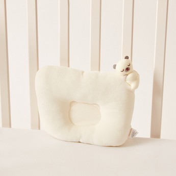 Juniors Solid Pillow with Plush Bear Accent