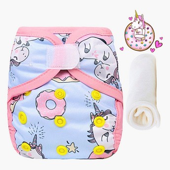 Little Story Unicorn Print Reusable Diaper with Insert