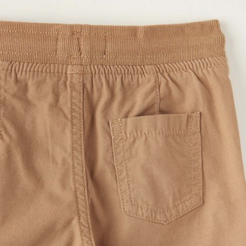 Juniors Solid Woven Shorts with Pockets and Drawstring Waistband