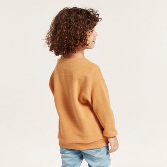 Love Earth Textured Organic Pullover with Long Sleeves and Pockets