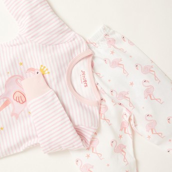 Juniors Flamingo Print T-shirt and Pyjama Set