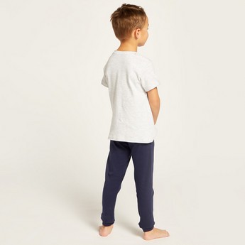 Juniors Printed Crew Neck T-shirt and Pyjama Set