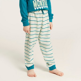 Juniors Printed Long Sleeves T-shirt and Striped Pyjama Set