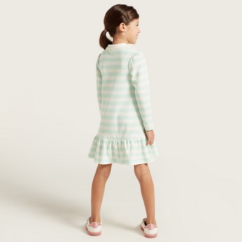 Juniors Striped Shirt Dress with Long Sleeves