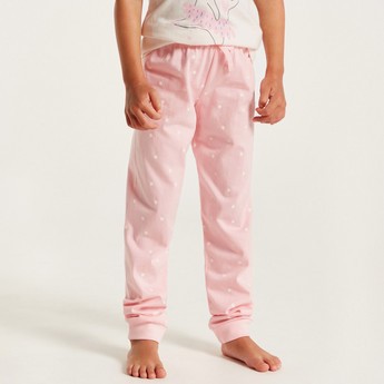 Juniors Printed Crew Neck T-shirt and Pyjama Set