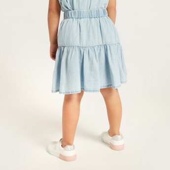 Juniors Solid Tiered Skirt with Elasticised Waistband