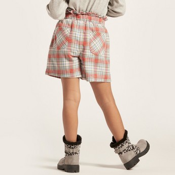 Eligo Chequered Print Shorts with Elasticated Waistband and Pockets