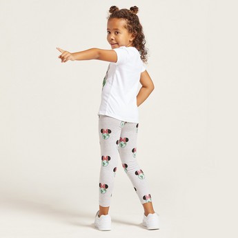 Minnie Mouse Print Leggings with Elasticated Waistband