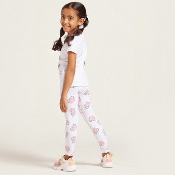 Minnie Mouse Print Leggings with Elasticated Waistband