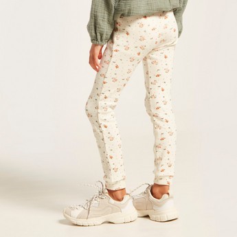 Love Earth All-Over Floral Print Organic Jeggings with Elasticated Waistband