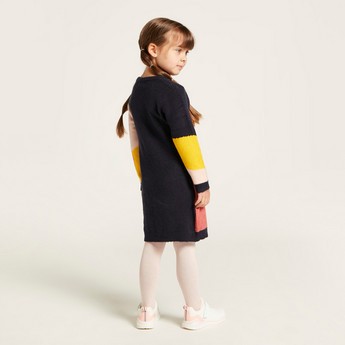 Juniors Panelled Dress with Long Sleeves