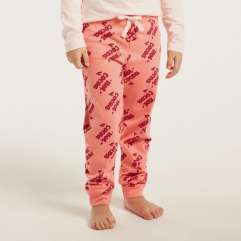 Juniors Graphic Print T-shirt and All-Over Printed Pyjamas Set