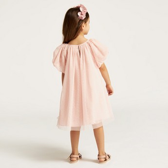 Juniors Unicorn Embellished Dress with Puff Sleeves