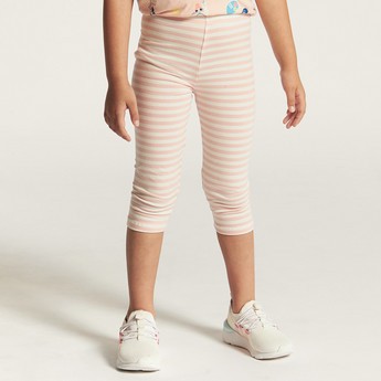 Juniors Printed Peplum Top and Striped Leggings Set