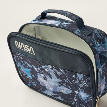 NASA Galaxy Print Lunch Bag with Adjustable Strap and Zip Closure