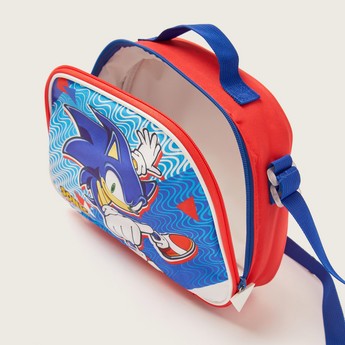 Sonic Printed Lunch Bag with Adjustable Strap and Zip Closure