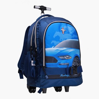 Mustang Printed Trolley Backpack - 18 inches