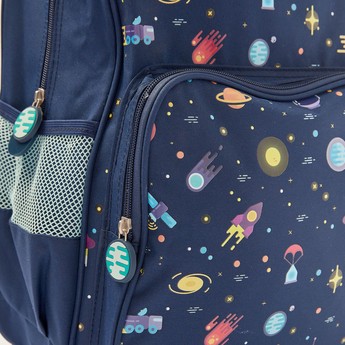 Maricart Space Print Trolley Backpack with Lunch Bag and Pencil Pouch