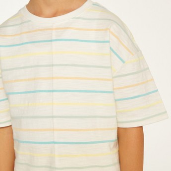 Striped Crew Neck T-shirt with Short Sleeves