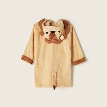 Juniors Lion Applique Long Sleeves Robe with Hood and Tie-Up Belt