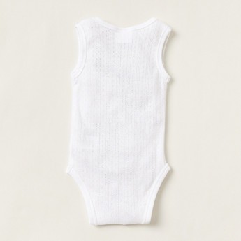 Juniors Plain Sleeveless Bodysuit with Round Neck