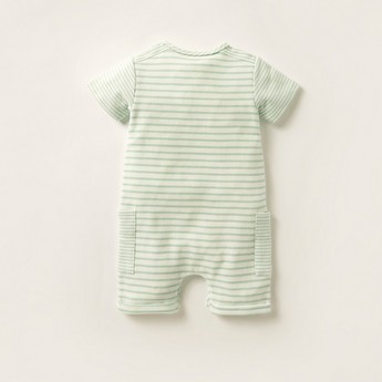 Giggles Striped Romper with Short Sleeves