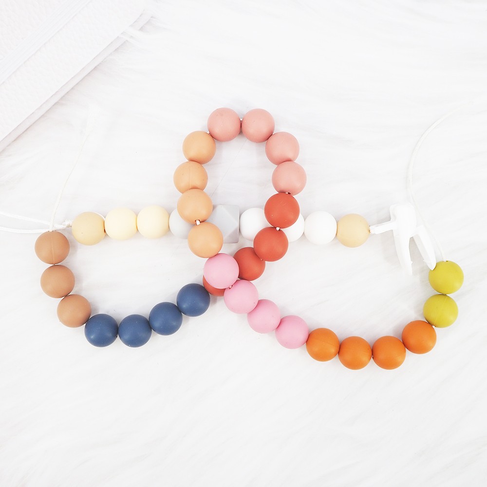 Chenkai 100pcs 15mm Silicone Round Print Beads Baby Round Shape Teething Beads BPA Free DIY Sensory Chew Toy Accessories