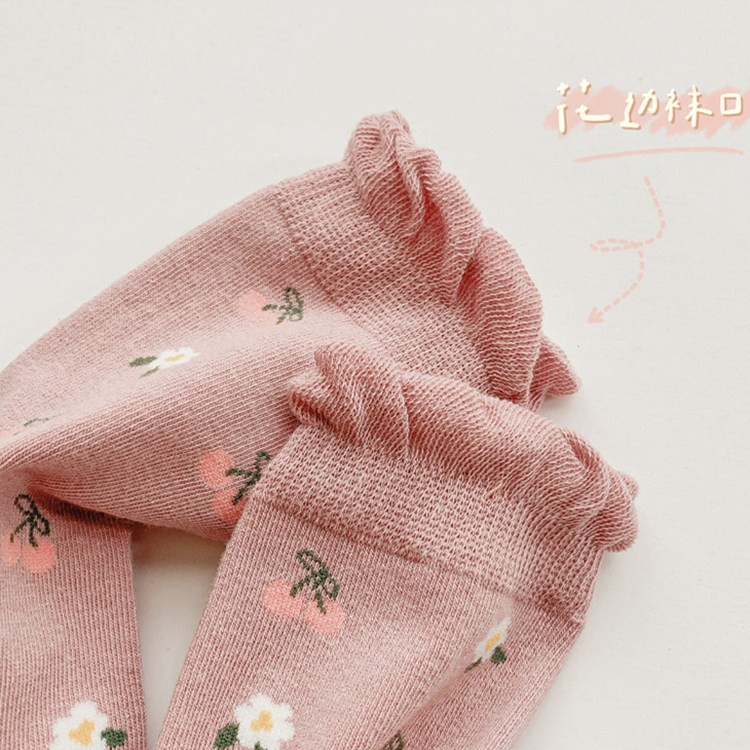 Spring 2022 New Korean Style Deer Junmi Baby Girls Cotton Pantyhose Set Cute Breathable Floral Baby Socks 4 Pairs/Sets