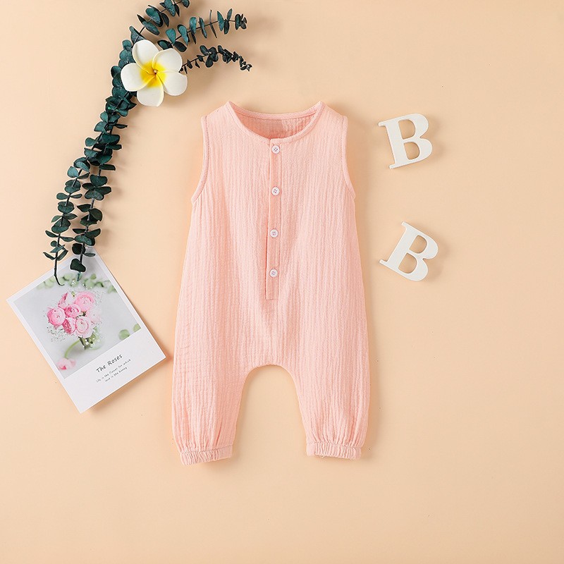 Summer Newborn Baby Boys Girls Romper Jumpsuit One Piece Solid Color Sleeveless Newborn Baby Clothes