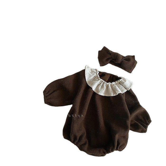 Autumn new kids girls clothes infant solid knitting bodysuits baby girls long sleeve cotton jumpsuits clothes