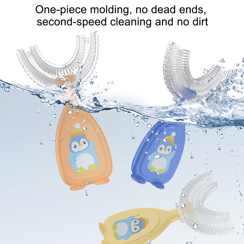 Liquid Silicone U-Shape Manual Oral Care Kids Toothbrush Cartoon Pattern Baby Teeth Cleaning Tool Children Toothbrush