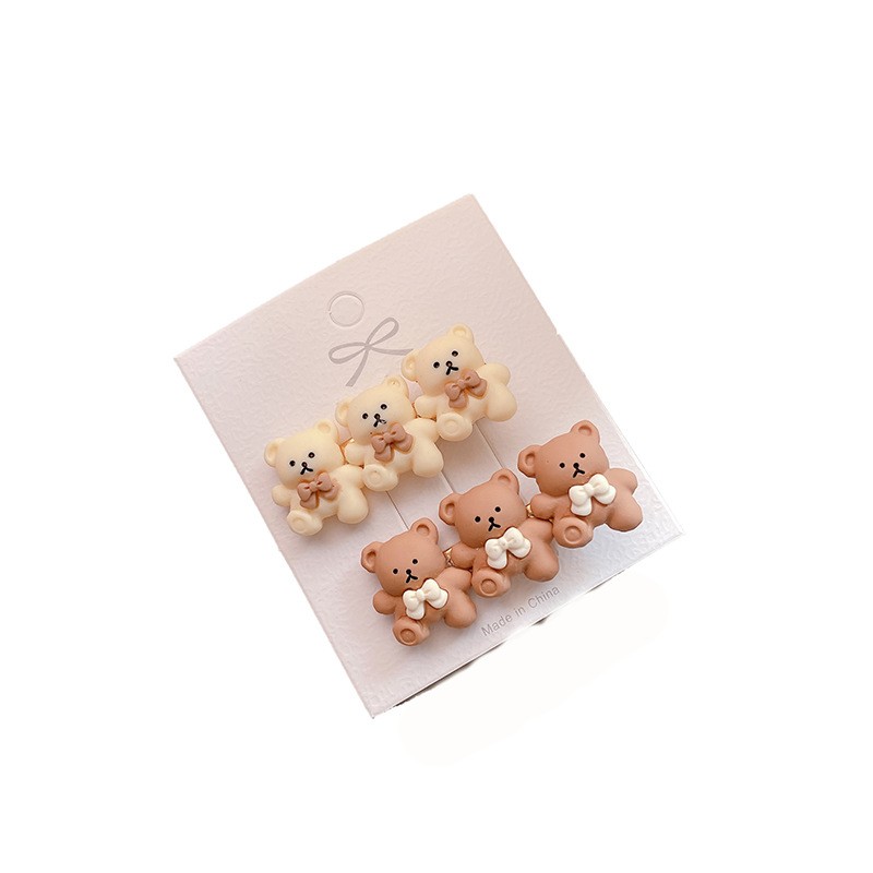 2pcs Korean Style Cute Bear Star Flower Hairpins for Girls Kids Baby Hair Clips Snap Hair Clips Hair Accessories for Baby Girl