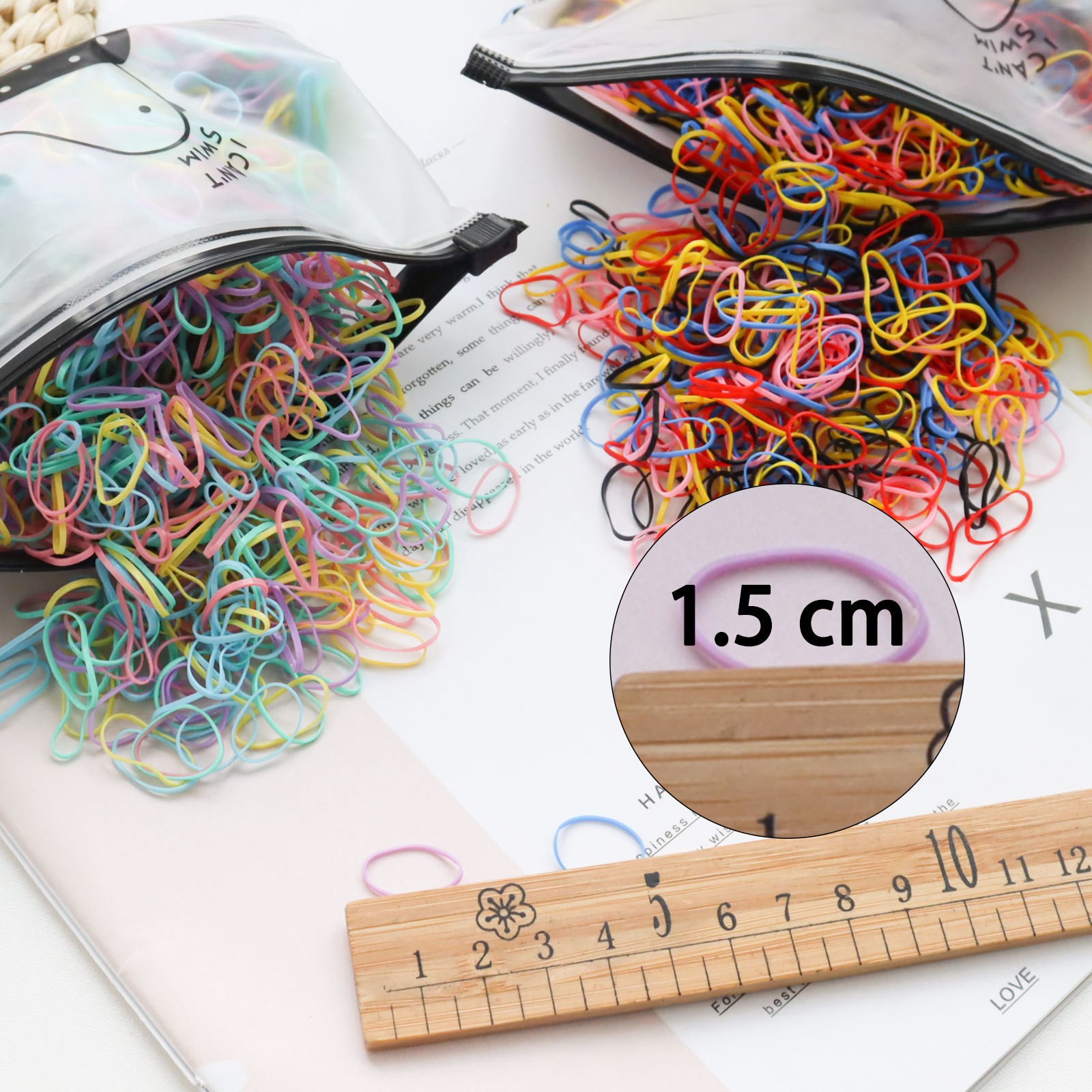 1000pcs Elastic Hair Bands Ponytail Hairband Colorful Rubber Band Scrunchies Disposable Baby Hair Accessories Cute Hair Ties