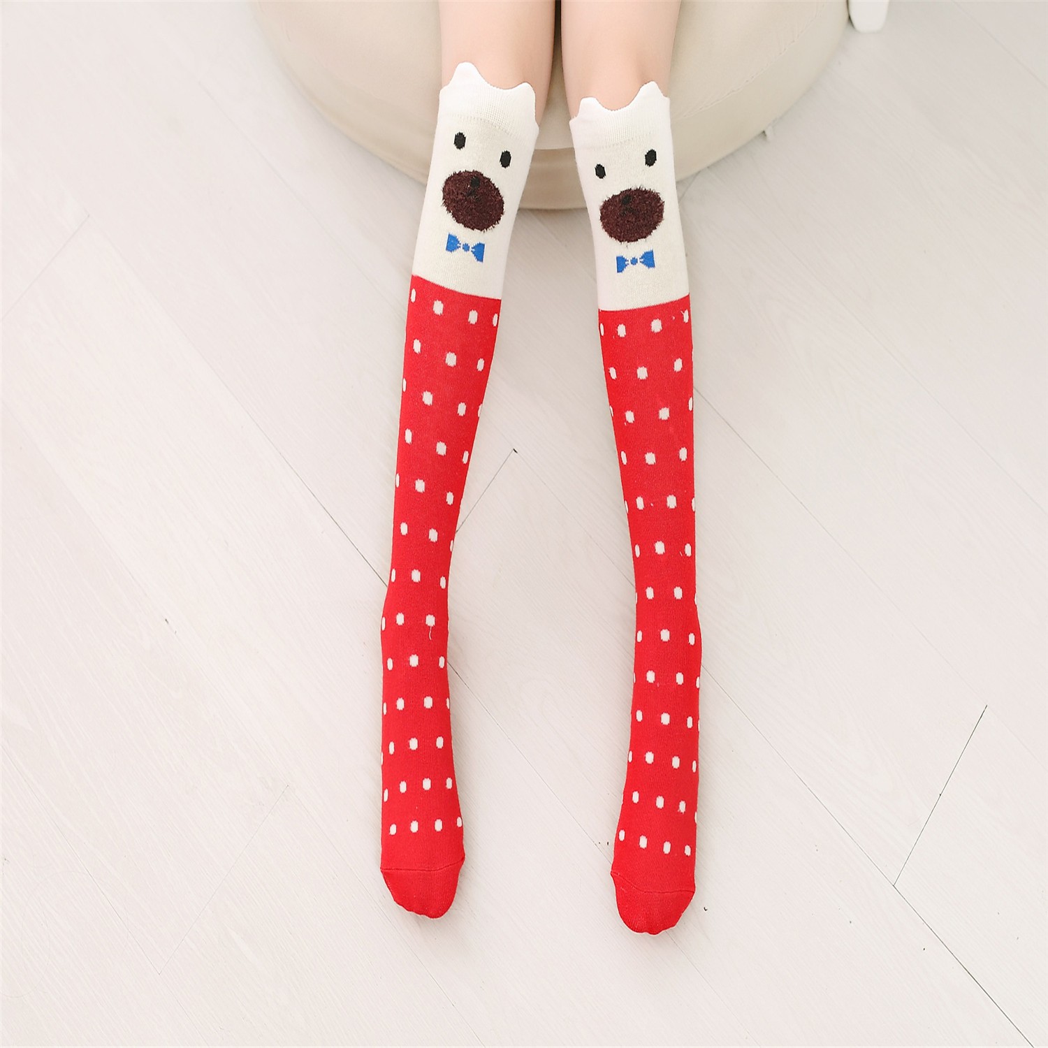 Fashion Kids Girls Knee High Socks New 3-12Years Children Cotton Straight Cat Ears Cartoon Long Tube Leg Warm Socks Child